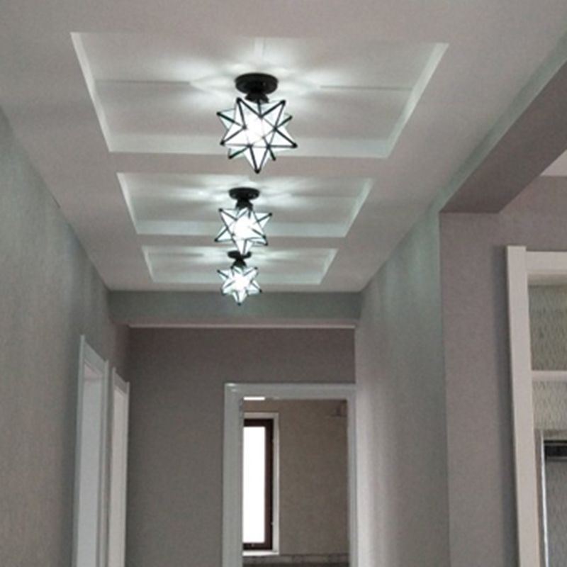 Geometric Pendant Light Industrial 1 Light Metal Flush Mount Light Fixture in Copper