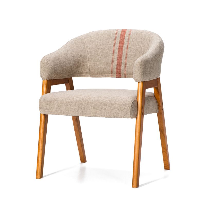 Sillón de comedor moderno tapizado con patas de madera (juego de 2)