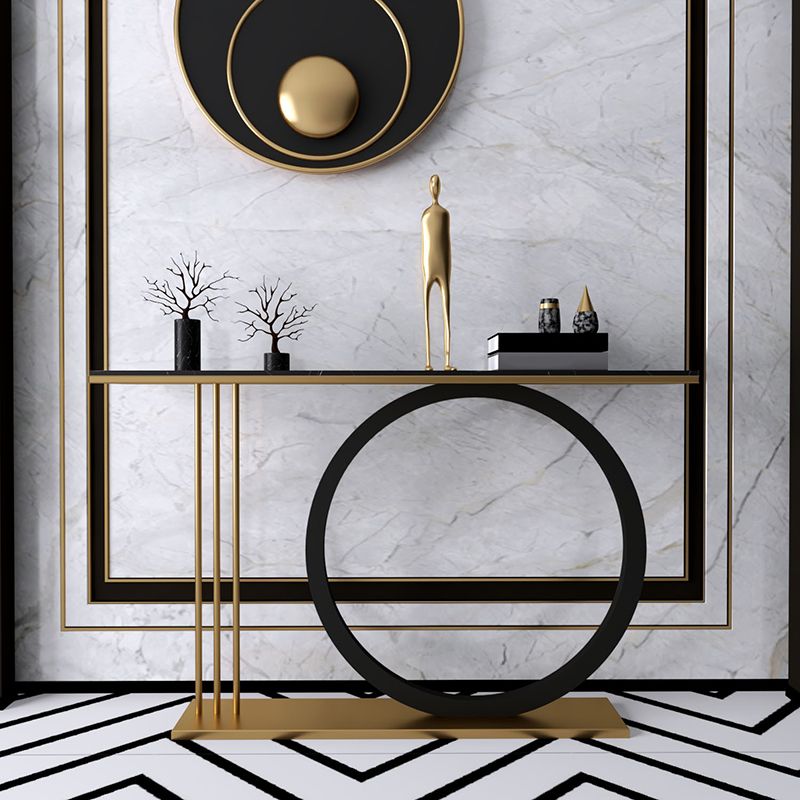 31.5-inch Tall Modern Console Table Stone Accent Table with Shelf