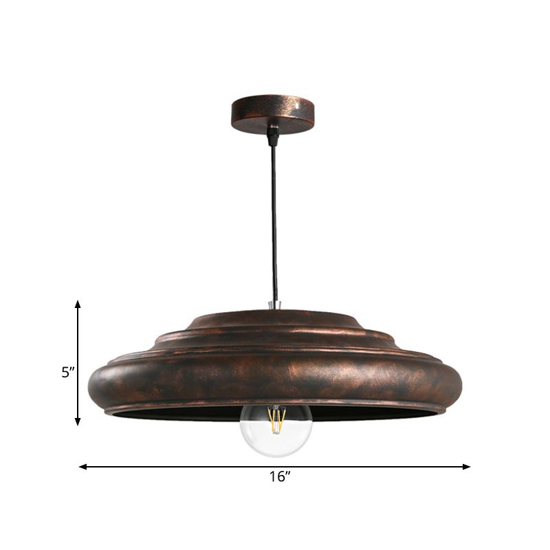 Factory Barn Suspension Pendant Light 1 Bulb Iron Ceiling Hang Fixture in Bronze for Dining Room