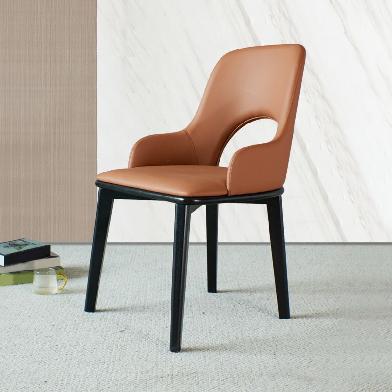 Contemporary Open Back Dining Chairs Armless Side Chairs with Wood Legs for Kitchen