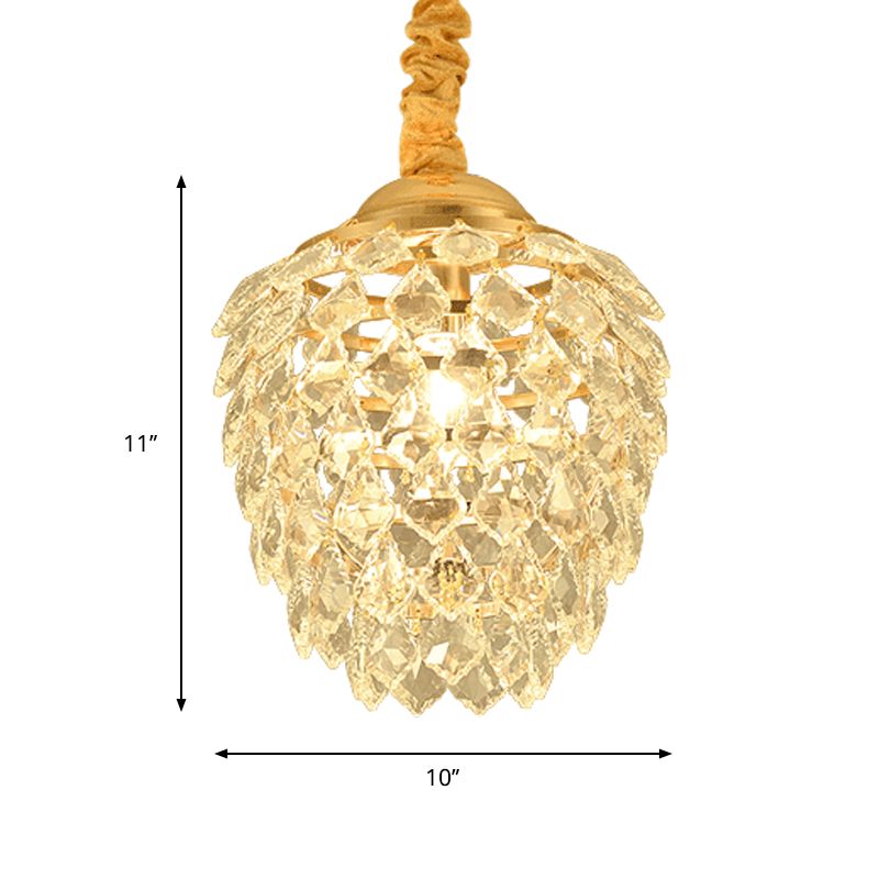 Gold Pipecone Colgante Contemporáneo 1 Lámpara de techo colgante de cristal para el comedor