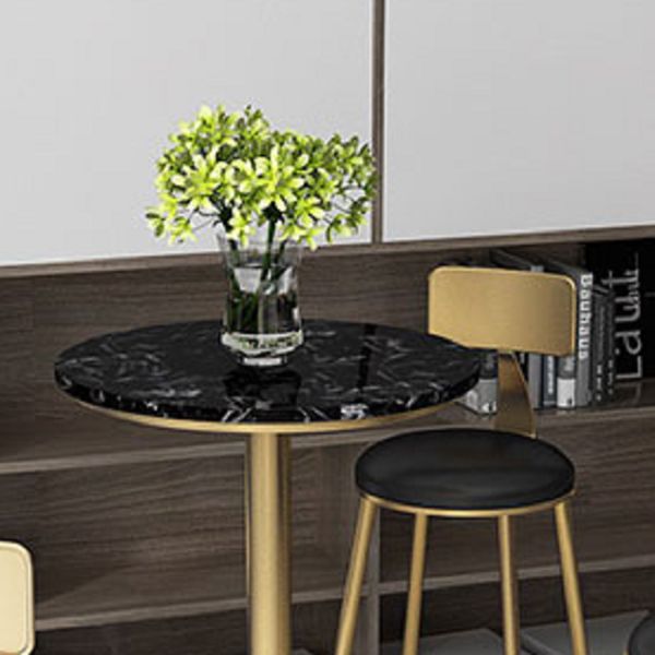 Glam Pedestal Pub Table Artificial Marble Bar Height Cocktail Table