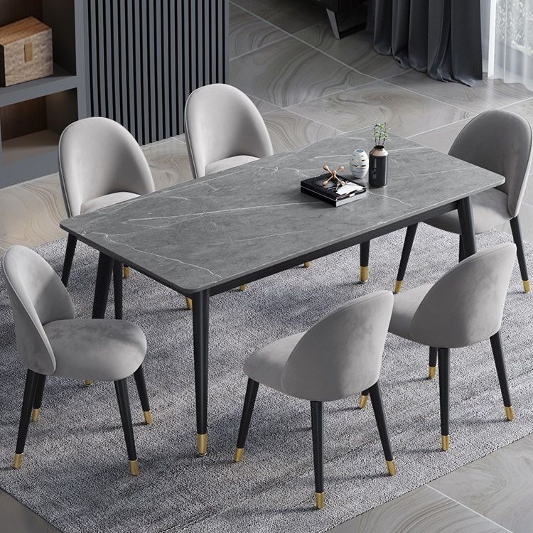 Mesa de comedor de piedra rectangular glamorosa mesa de acabado mate con 4 patas