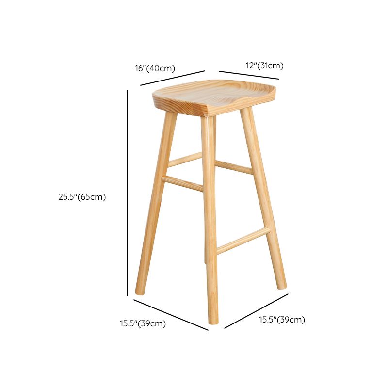 Industrial Solid Wood Bar Stool Backless Counter Stool for Living Room