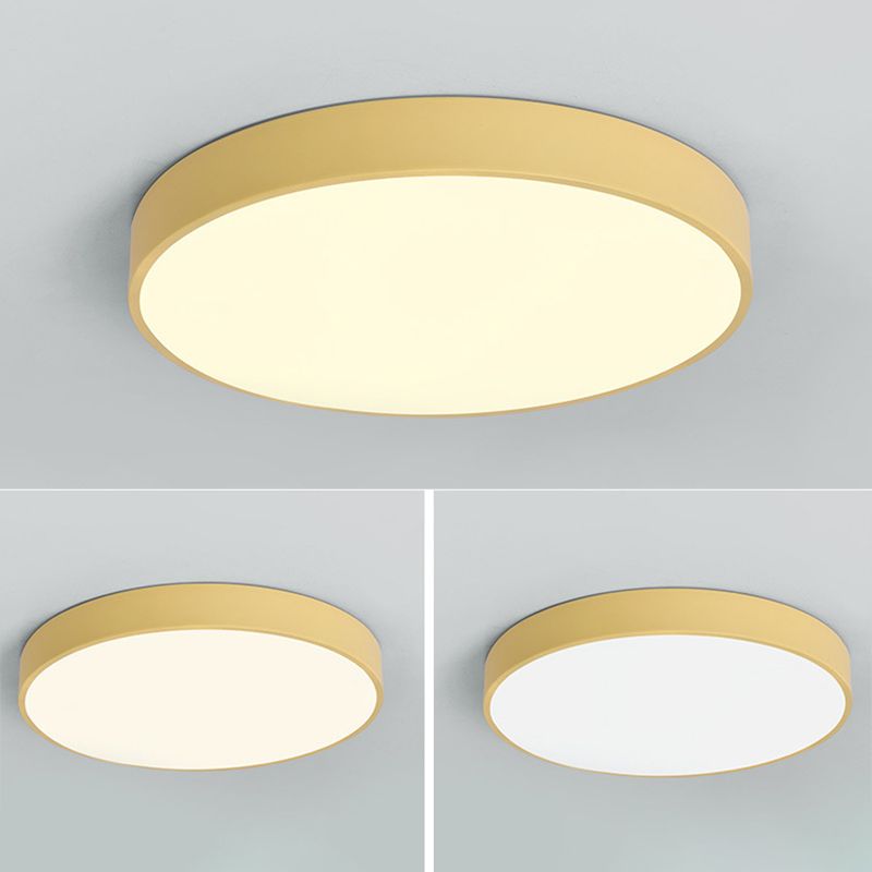 Nordic macaron LED plafonnier rond acrylique abat - jour chambre en fonte bordure