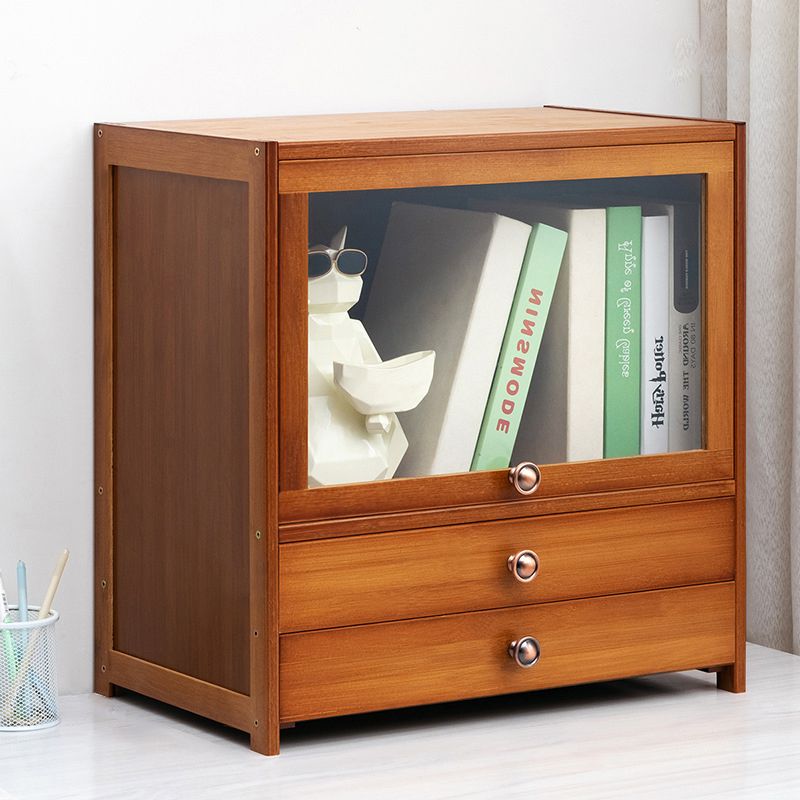 Brown Shelf Bookcase with Doors Standard Bookcase for Office