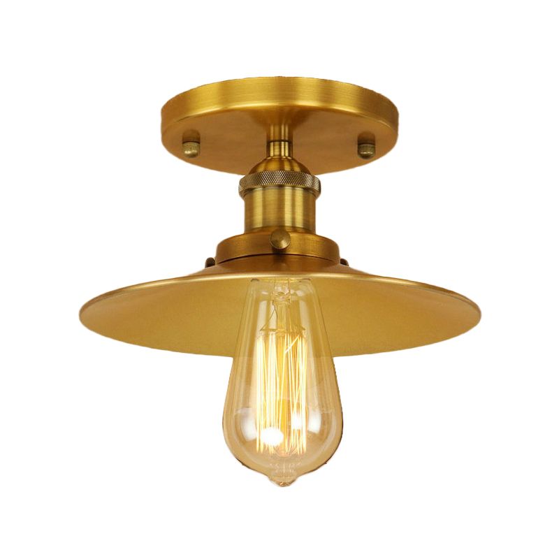 Zwart/messing platte kap semi-inbouwlamp vintage stijl metaal 1 lamp keuken semi-inbouwverlichting