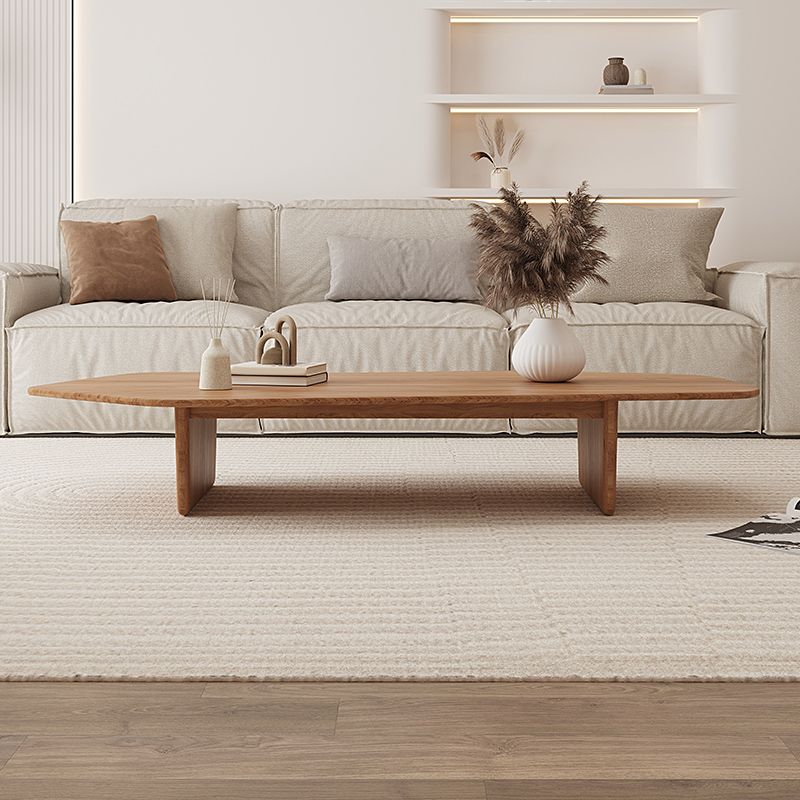 Solid Wood Coffee Table Free-Form Modern Cocktail Table with 2 Legs