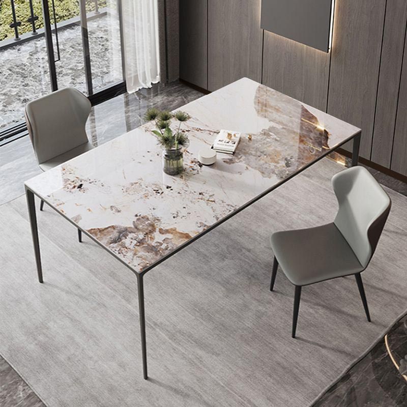 Rectangle Modern Stone Table Standard Height Kitchen Room Table with 4 Legs