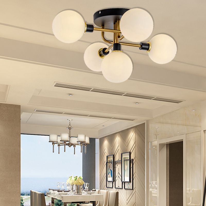 Sphere Shade Semi Plafond Mount Light Multi-Head Modern Moden Mermor Metal Plafond Plafond for Hotel