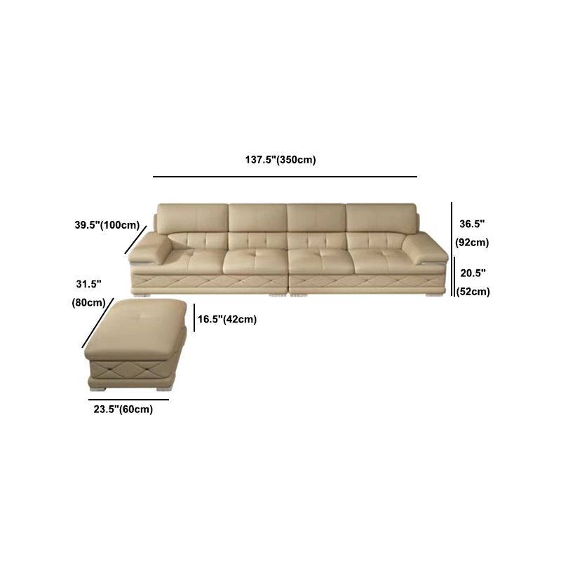 Genuine Leather Sofa & Chaise Modern Tufted Pillow Top Arm Sofa