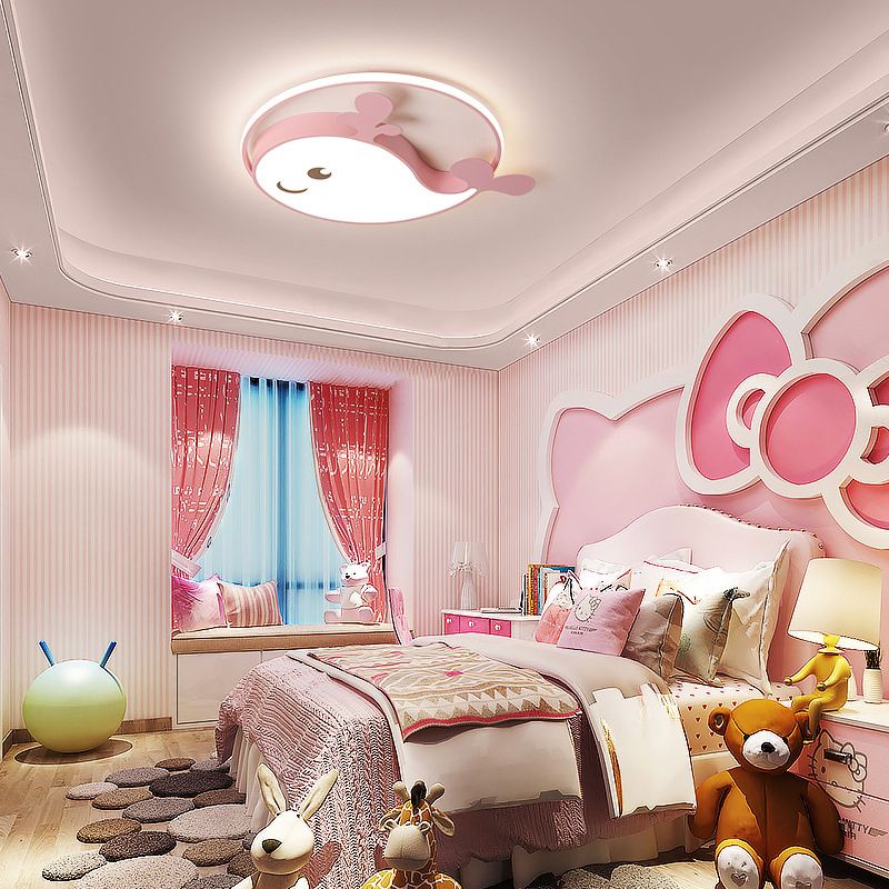 Accesorio de techo LED de delfín acrílico en soporte empotrado de hierro lacado de estilo creativo para niños para dormitorio