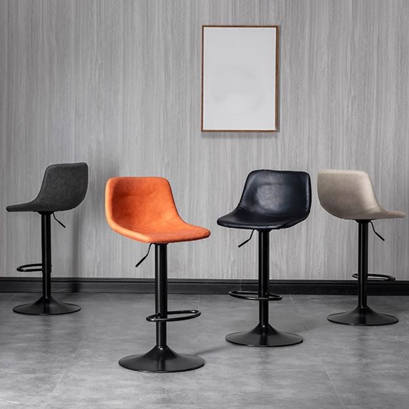 Leather Adjustable Height Stool Scandinavian Stool with Metal Base