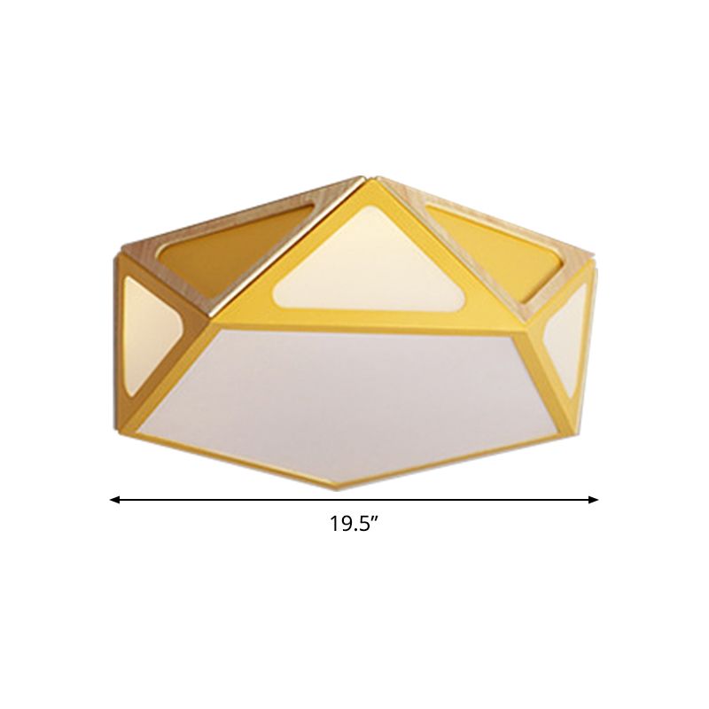 Geometrisch spoellicht Modern acryl wit/roze/geel LED plafond gemonteerd armatuur in warm/wit licht, 16 "/19,5" breed