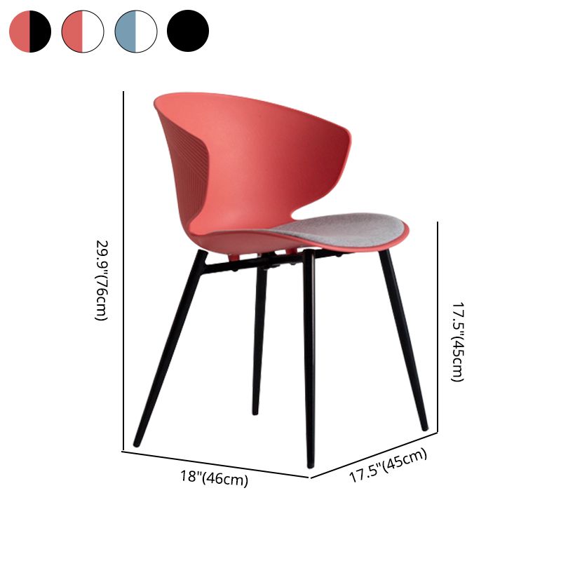 Silla de comedor estilo moderno Sillas laterales sin brazos con patas de metal