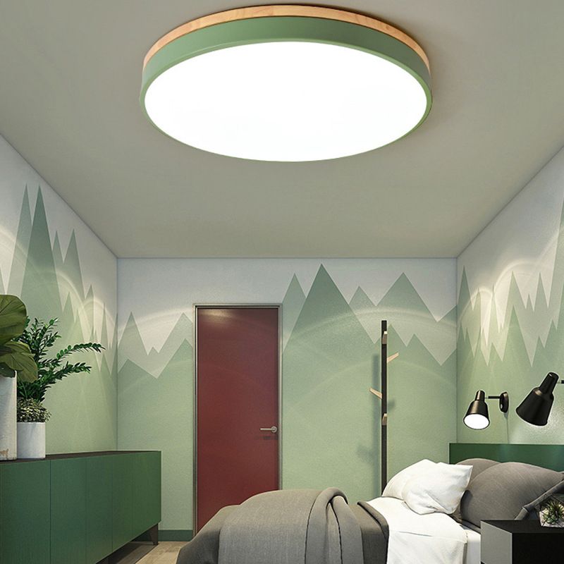 Plafonnier encastré à 1 lumière à abat-jour rond, de style simple et moderne