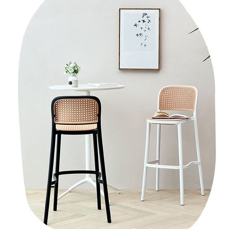 Scandinavian Armless Bar Stool Plastic Low Back Stool in White and Black