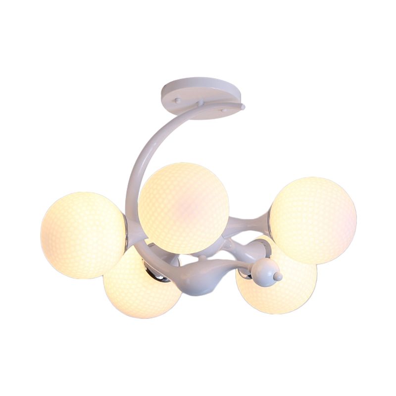 Weißer Glasball Halbflush -Halterung mit Sputnik Design Moderne Halbflush Mount Deckenleuchte für Schlafzimmer