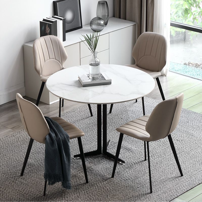 White Stone Dining Set for Home 1/4/5 Pieces Modern Round Table Set