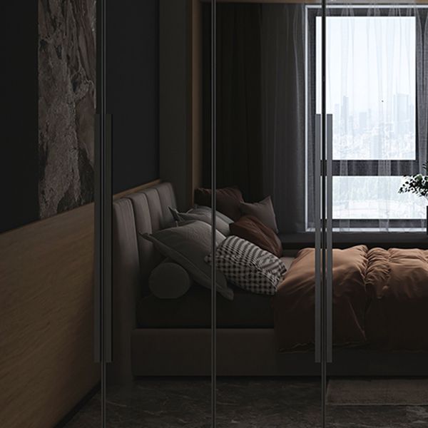 Modern Style Wardrobe Grey Colour Glass Wardrobe Closet for Bedroom