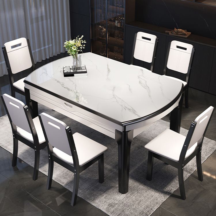 Modern Extendable Round Dining Table with Double Drop Leaf for Dining Room