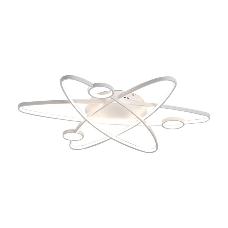 Plafonnier ovale moderne à LED en acrylique blanc/café, luminaire de plafond contemporain en blanc/lumière chaude, 23,5"/31,5"/39" de large