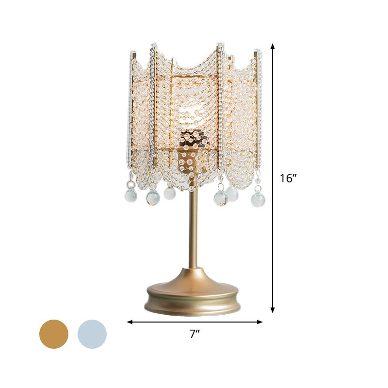 Lampada da tavolo con perline Lampada da scrivania modernista in cristallo smussato con 1 lampadina in oro/argento, larghezza 5,5"/7"