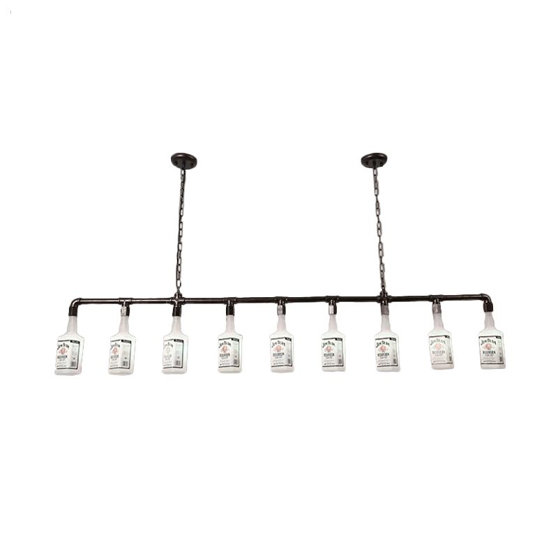 1/6/9-Bulb Frosted White Glass Island Lamp Loft Style Black Wine Bottle Restaurant Plafond Suspension Lamp