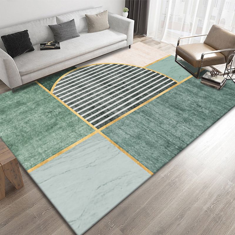 Contemporary Geometric Print Carpet Polyester Rug Stain Resistant Area Carpet for Home Decoration