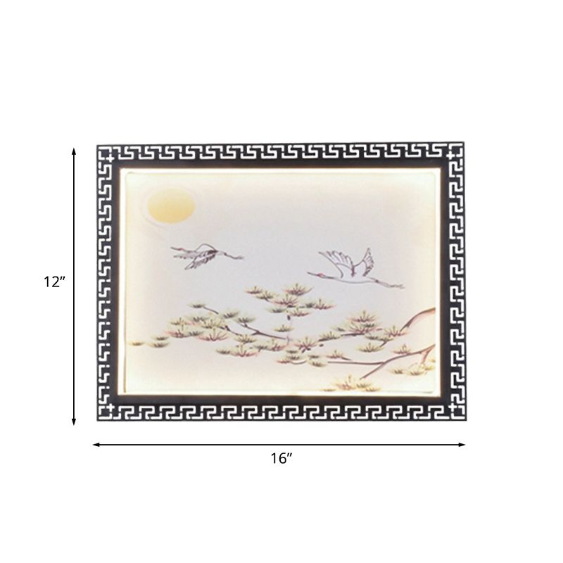 Rectangle noir Flush Wall Sconce Asia Aluminium LED Mural lampe pour décoration de chambre