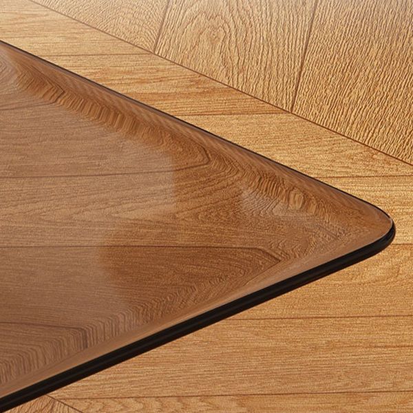Modern Glass Desktop Geometric Dining Table Metal Base for Dining Room