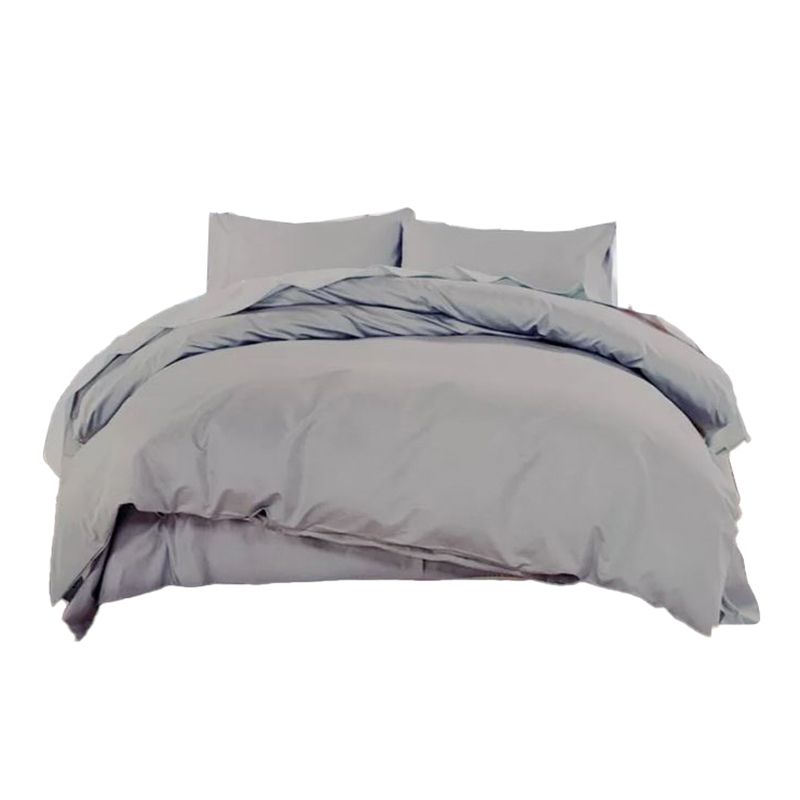 Cotton Fitted Sheet 1-Piece Silky Pure Color Wrinkle Resistant Sheet Set