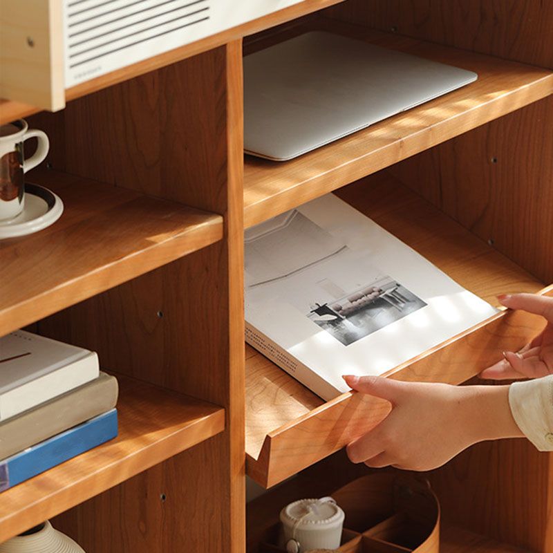 Contemporary Open Back Horizontal Bookshelf Solid Wood Bookshelf for Office