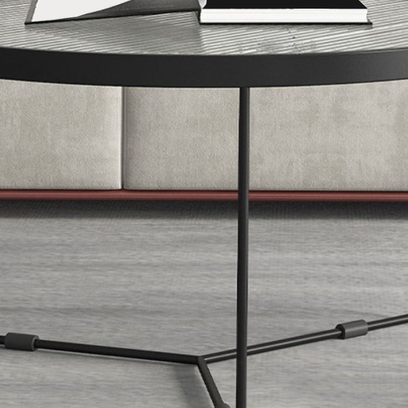 Glass Top Steel Coffee Table Round Minimalist Coffee Table for Living Room