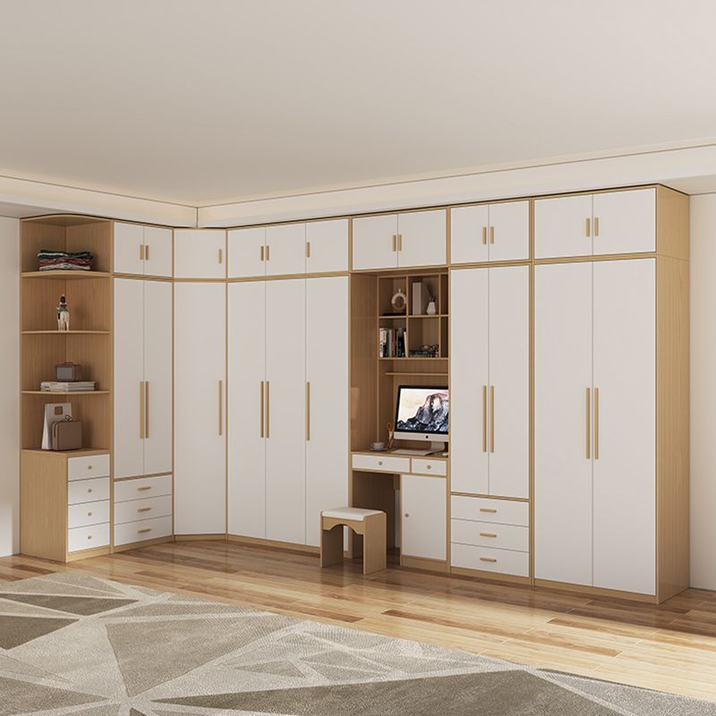 Contemporary Freestanding Wardrobe Engineered Wood White Wardrobe