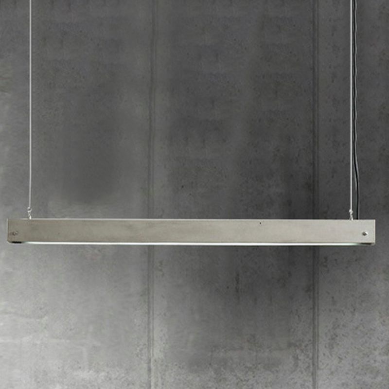 Rectangular Linear Dining Room LED Pendant Light Cement Simplicity Hanging Island Light in Grey