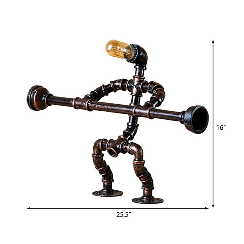 1 Bulb Iron Table Lamp Industrial Vintage Bronze Weight Lifter Design Restaurant Table Lighting with Pipe