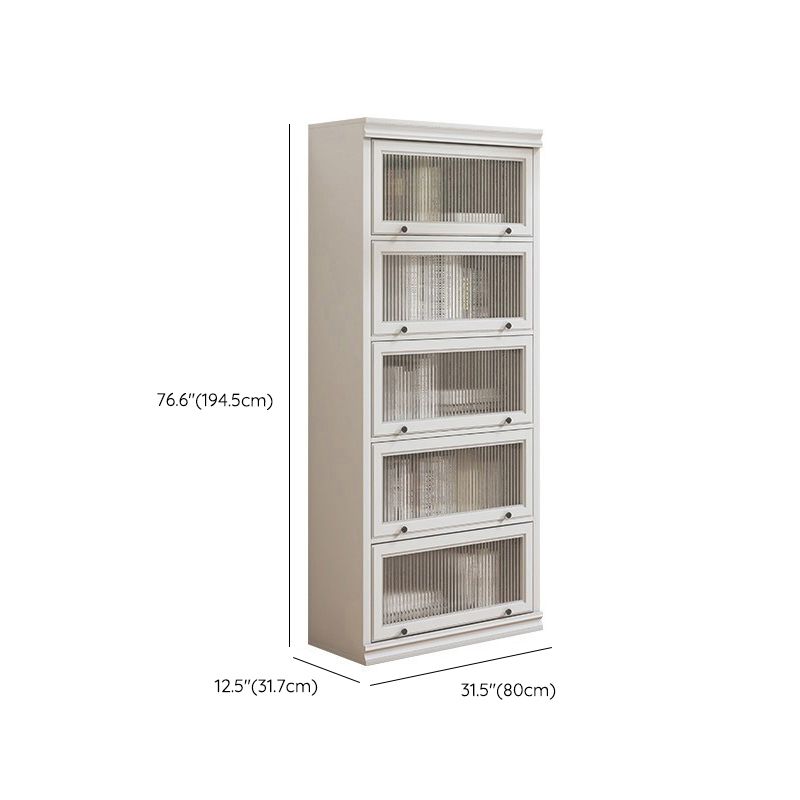 Modern Closed Back Standard Bookshelf Wooden Bookcase in White for Study Room