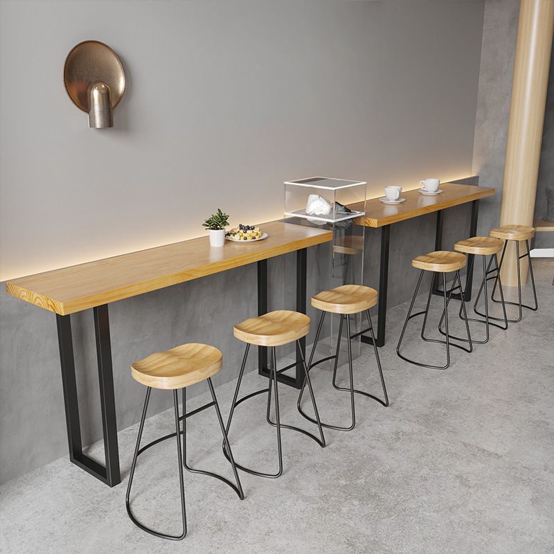 Modern Sled Bistro Bar Table Natural Coffee Shop Wood Counter Table