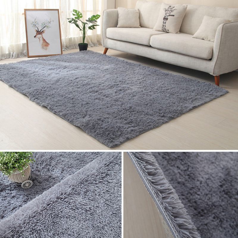 White Modern Carpet Polyester Solid Color Carpet Non-Slip Backing Carpet for Living Room