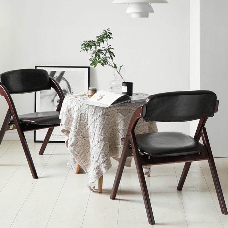 Contemporary Wood Dining Chairs Open Back Dining Side Furniture in Matte Finish for Home