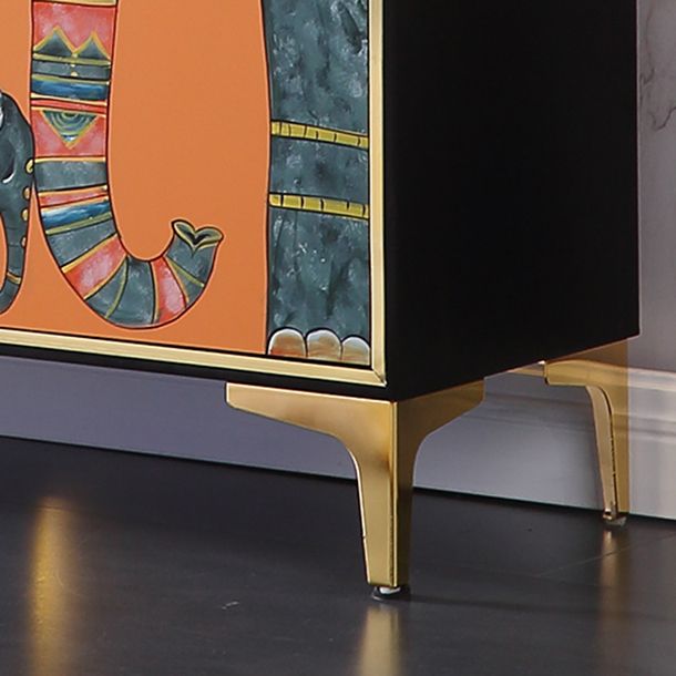 47.5"L Glam Engineered Wood Credenza Orange Cabinets Dining Server for Living Room