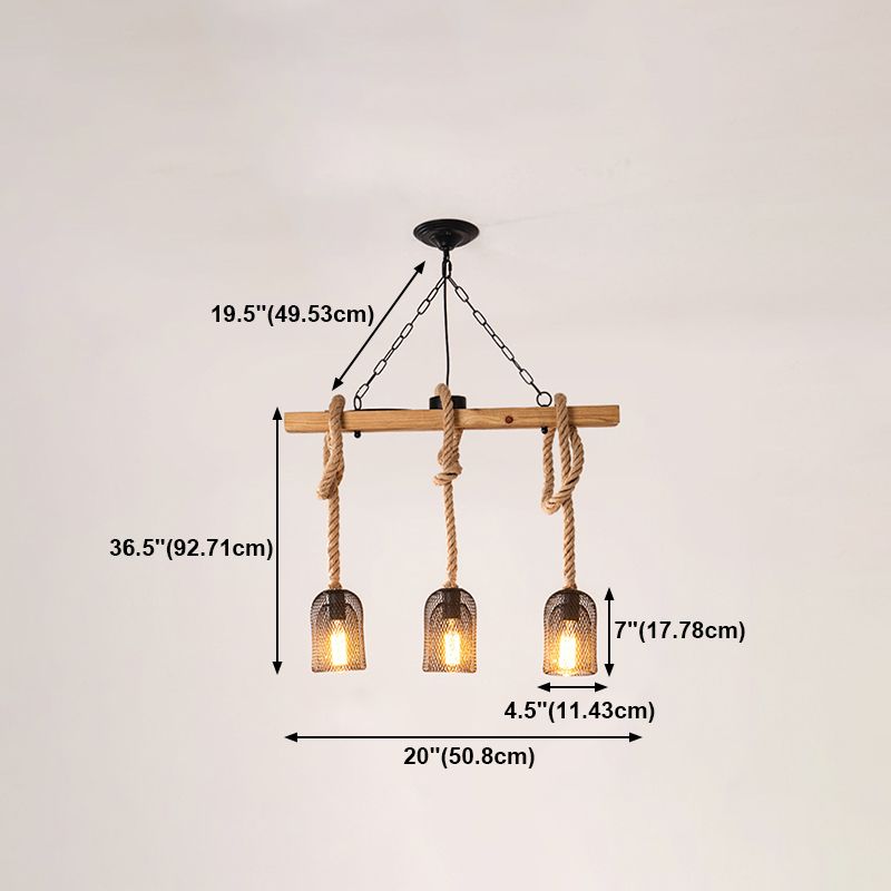 Colgante de isla múltiple de isla de metal industrial múltiple con cuerda natural