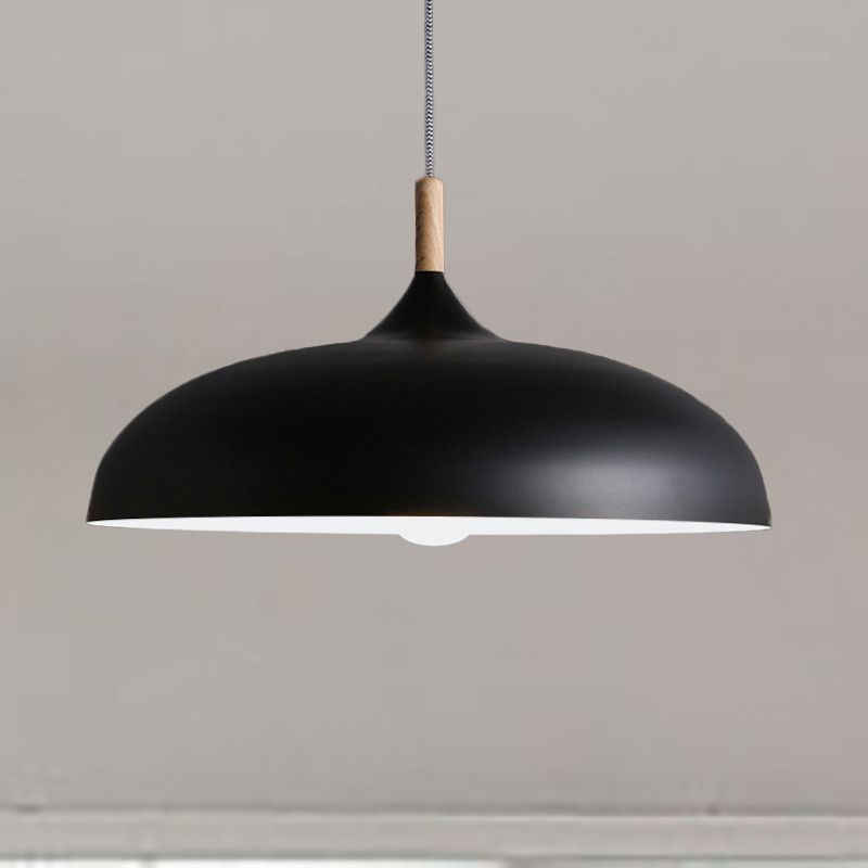 Schwarz/Weiß -Finish -Kuppel Anhänger Leuchte Retro -Stil Metal 1 Lampenküche Hanging Lampe mit einstellbarem Kabel