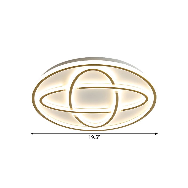 Modernist Circular Ceiling Light Metal Living Room LED Flush Mount Lighting in Gold