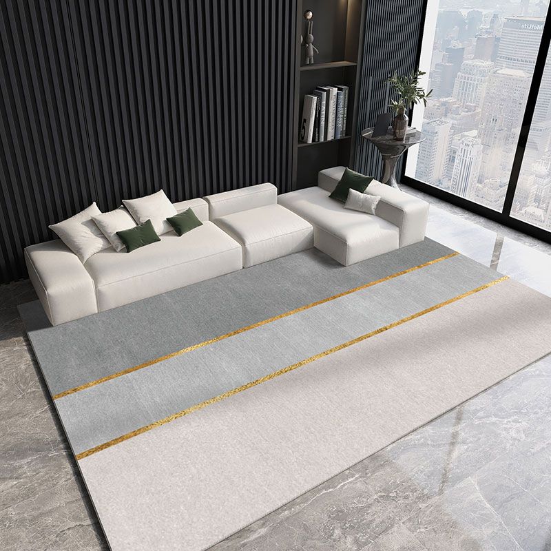 Gorgeous Gray Tone Carpet Modern Polyester Area Rug Living Room Area Rug with Non-Slip Backing