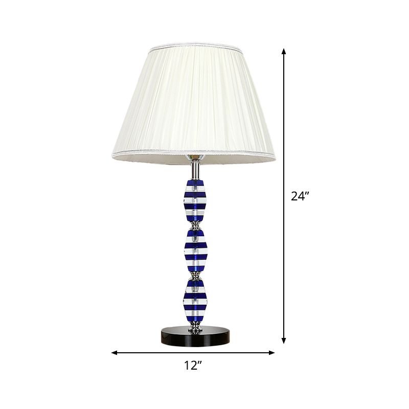 1 tête de salle à manger de la tête claire lampe de table de nuit bleu moderne avec nuance de tissu conique