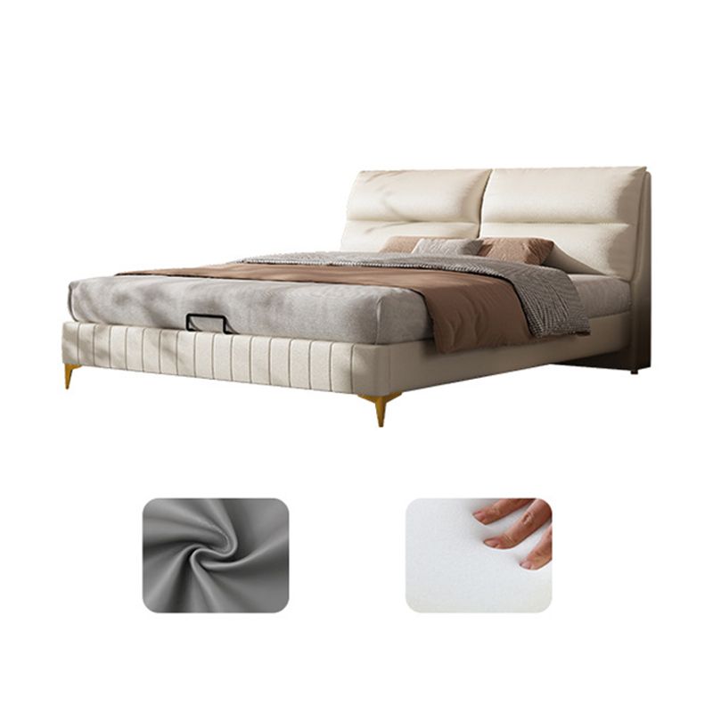 Modern Upholstered Headboard Rectangular Panel Solid Wood Bed Frame