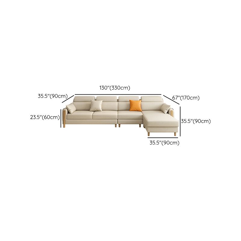 Scandinavian Sectional Sofa Leather Beige Sectionals with Pillows